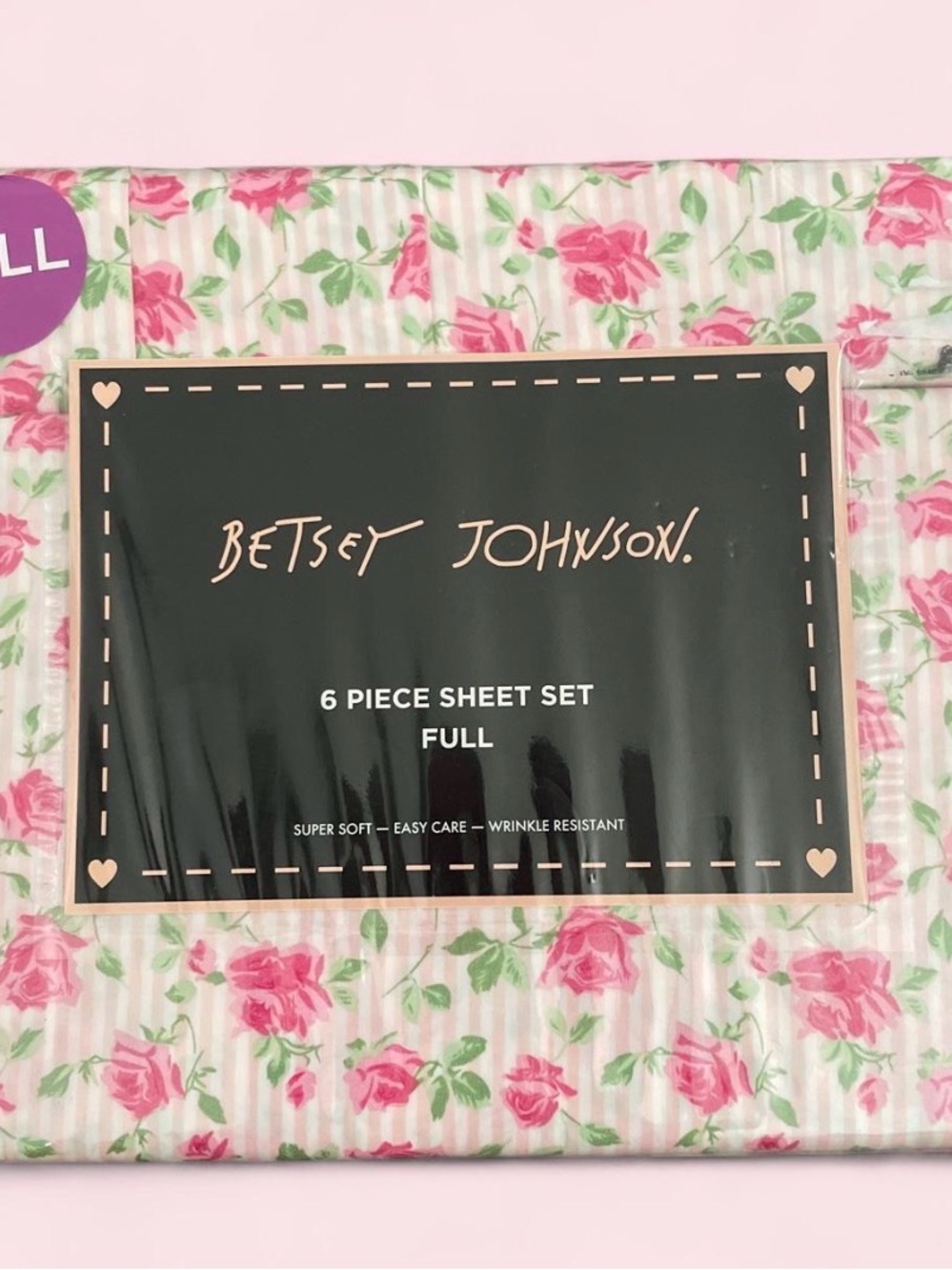 Betsey Johnson Pink Rose Floral Full Sheet Set